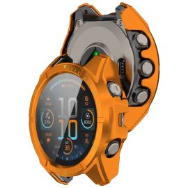 PC FULL COVER Kunststoffgehäuse mit Glas für Garmin Tactix 8 47mm ORANGE