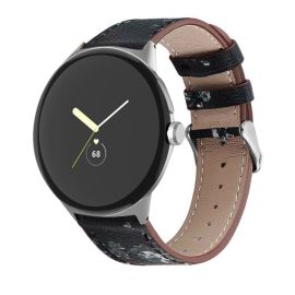 LEATHER Lederarmband für Google Pixel Watch / Pixel Watch 2 / Pixel Watch 3 41 mm WHITE FLOWER