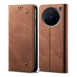 DENIM Geldbörsenhülle für Vivo X200 5G braun