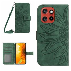 ART SUNFLOWER Brieftaschenhülle mit Kordel für Motorola Edge 60 Neo grün