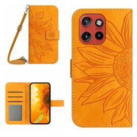 ART SUNFLOWER Brieftaschenhülle mit Kordel für Motorola Edge 60 Neo gelb