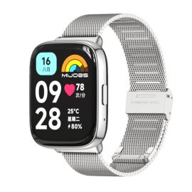 MIJOBS MILANESE Metallarmband für Xiaomi Redmi Watch 3 Lite Silber