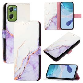 ART MARBLE Wallet Case für Motorola Moto G06 / G06 Power WHITE PURPLE
