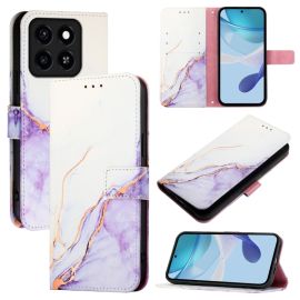 ART MARBLE Wallet Hülle für ZTE Blade A35 WHITE PURPLE