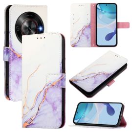 ART MARBLE Wallet Case für ZTE Blade A75 5G / Nubia Focus 5G WHITE PURPLE