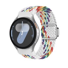 GEFLOCHTENES Nylonband für Samsung Galaxy Watch 7 (40 / 44 mm) WHITE RAINBOW
