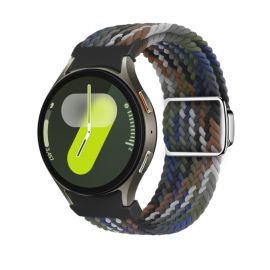 GEFLOCHTENES Nylonarmband für Samsung Galaxy Watch 7 (40 / 44 mm) DENIM RAINBOW