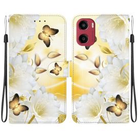 ART Brieftaschen-Abdeckung für Motorola Moto G05 / Moto E15 GOLD BUTTERFLY