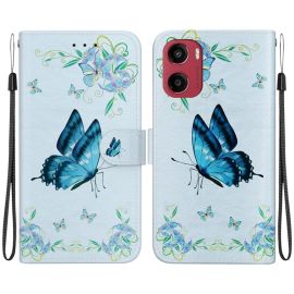 ART Geldbörsenhülle für Motorola Moto G05 / Moto E15 BLUE BUTTERLY