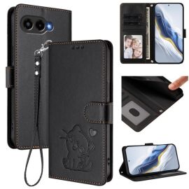 ART CAT Wallet Case mit Armband für T Phone 3 Schwarz