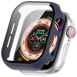 PC FULL COVER Kunststoffabdeckung mit Glas für Apple Watch 10 42mm dunkelblau