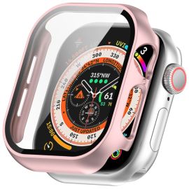 PC FULL COVER Kunststoffabdeckung mit Glas für Apple Watch 10 42 mm Metallic-Rosa