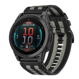 CANVAS Wechselarmband für Garmin Fenix E 47mm grau-schwarz