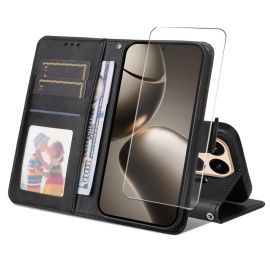 ENKAY PREMIUM SET Brieftasche Hülle und Schutzglas Xiaomi 15T Schwarz