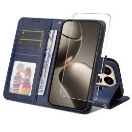 ENKAY PREMIUM SET Brieftasche Hülle und Schutzglas Xiaomi 15T blau