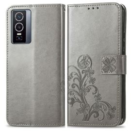 ART Wallet Cover Vivo Y76 5G FLOWERS grau