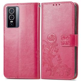 ART Wallet Cover Vivo Y76 5G FLOWERS dunkelrosa