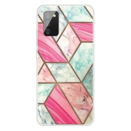 ART - Silikon - Abdeckung Samsung Galaxy A02s PINK UND BLUE MARBLE
