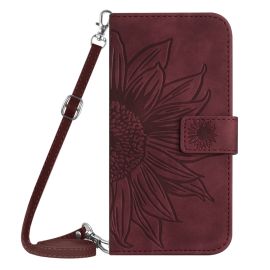 ART SUN FLOWER Brieftasche mit Trageriemen Motorola Moto E22s burgunderrot