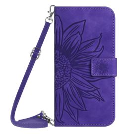 ART SUN FLOWER Brieftasche mit Trageriemen Motorola Moto E22s dunkellila