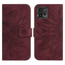 ART SUN FLOWER Brieftasche mit Trageriemen Motorola Moto G72 bordeaux