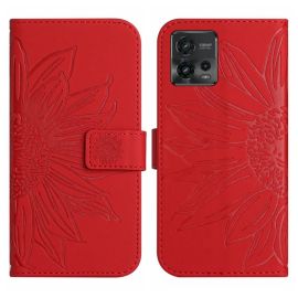 ART SUN FLOWER Brieftasche mit Trageriemen Motorola Moto G72 rot
