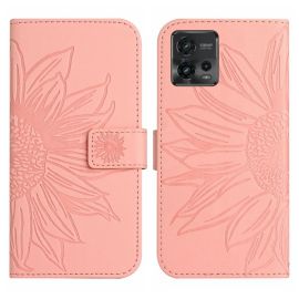 ART SUN FLOWER Brieftasche mit Trageriemen Motorola Moto G72 rosa
