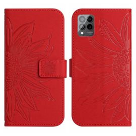 ART SUN FLOWER Brieftasche mit Trageriemen T Phone Pro / T Phone Pro 2023 rot