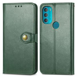LEATHER Geldbörsenhülle Motorola Moto BUCKLE 5G grün