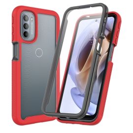 DUAL Doppelseitige Hülle mit Folie Motorola Moto G71 5G rot