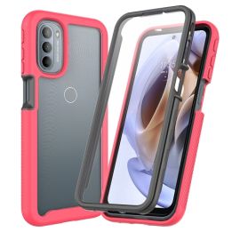 DUAL Doppelseitige Hülle mit Folie Motorola Moto G71 5G pink