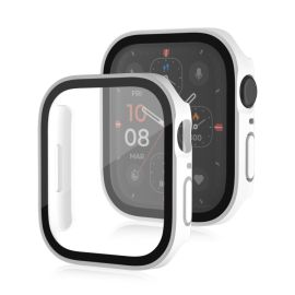 PC VOLLSTÄNDIGE ABDECKUNG Kunststoffabdeckung mit Glas für Apple Watch SE / SE 2022 / SE 2023 (40 mm) weiß