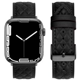 LATTICE BAND Lederarmband für Apple Watch SE / SE 2022 / SE 2023 (40 mm) schwarz