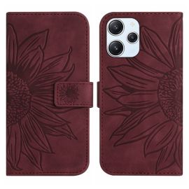 ART SUN FLOWER Brieftaschenetui mit Riemen Xiaomi Redmi 12 Burgunderrot