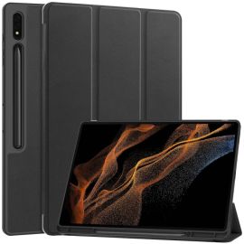LEATHER Klapphülle für Samsung Galaxy Tab S9 Ultra schwarz