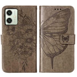 ART BUTTERFLY Brieftaschenetui für Motorola Moto G54 5G / G54 5G Power Edition grau