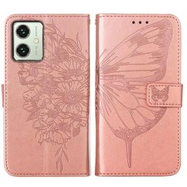 ART BUTTERFLY Brieftaschenetui für Motorola Moto G54 5G / G54 5G Power Edition rosa