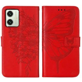 ART BUTTERFLY Brieftaschenetui für Motorola Moto G54 5G / G54 5G Power Edition rot