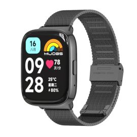 MIJOBS MILANESE Metallarmband für Xiaomi Redmi Watch 3 Lite schwarz