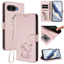 ART CAT Brieftaschen-Hülle mit Riemen für T Phone 3 hellrosa