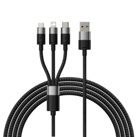 BASEUS STARSPEED 3in1 USB-C / Micro-USB / Lightning Kabel 1.2 Meter Schwarz