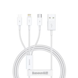 BASEUS SUPERIOR 3in1 Kabel USB-A (USB Typ-C / Lightning / microUSB) 1 Meter weiß