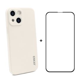 ENKAY Cover + 3D Glas Apple iPhone 13 beige