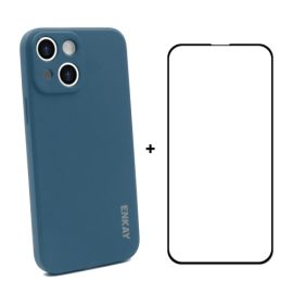 ENKAY Cover + 3D Glas Apple iPhone 13 mini blau
