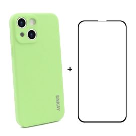 ENKAY Cover + 3D Glas Apple iPhone 13 hellgrün