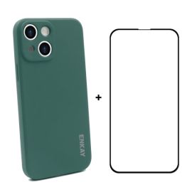 ENKAY Cover + 3D Glas Apple iPhone 13 dunkelgrün