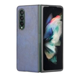 LEATHER Schutzhülle Samsung Galaxy Z Fold 3 5G blau