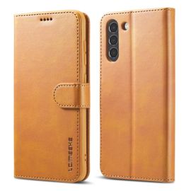 IMEEKE Wallet Hülle Samsung Galaxy S21 FE 5G hellbraun