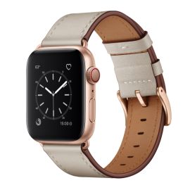 LEATHER Lederarmband für Apple Watch Ultra 1 / 2 / 3 (49mm) / 9 / 8 / 7 (45mm) / 6 / SE / 5 / 4 (44mm) / 3 / 2 / 1 (42mm) beige