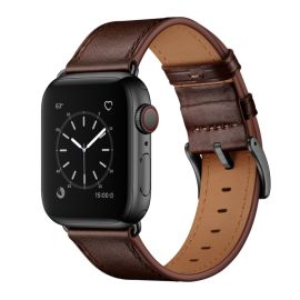 LEATHER Lederarmband für Apple Watch Ultra 1 / 2 / 3 (49mm) / 9 / 8 / 7 (45mm) / 6 / SE / 5 / 4 (44mm) / 3 / 2 / 1 (42mm) dunkelbraun